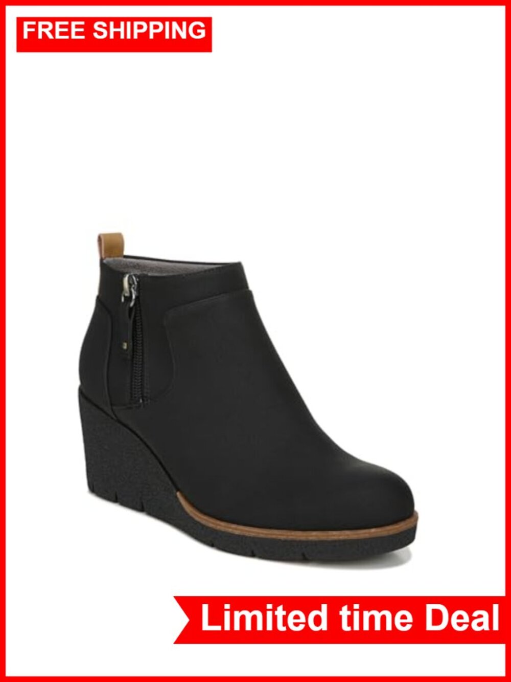 Faux Leather Wedge Ankle Booties Slip-On Comfort Zip Chelsea Boots
